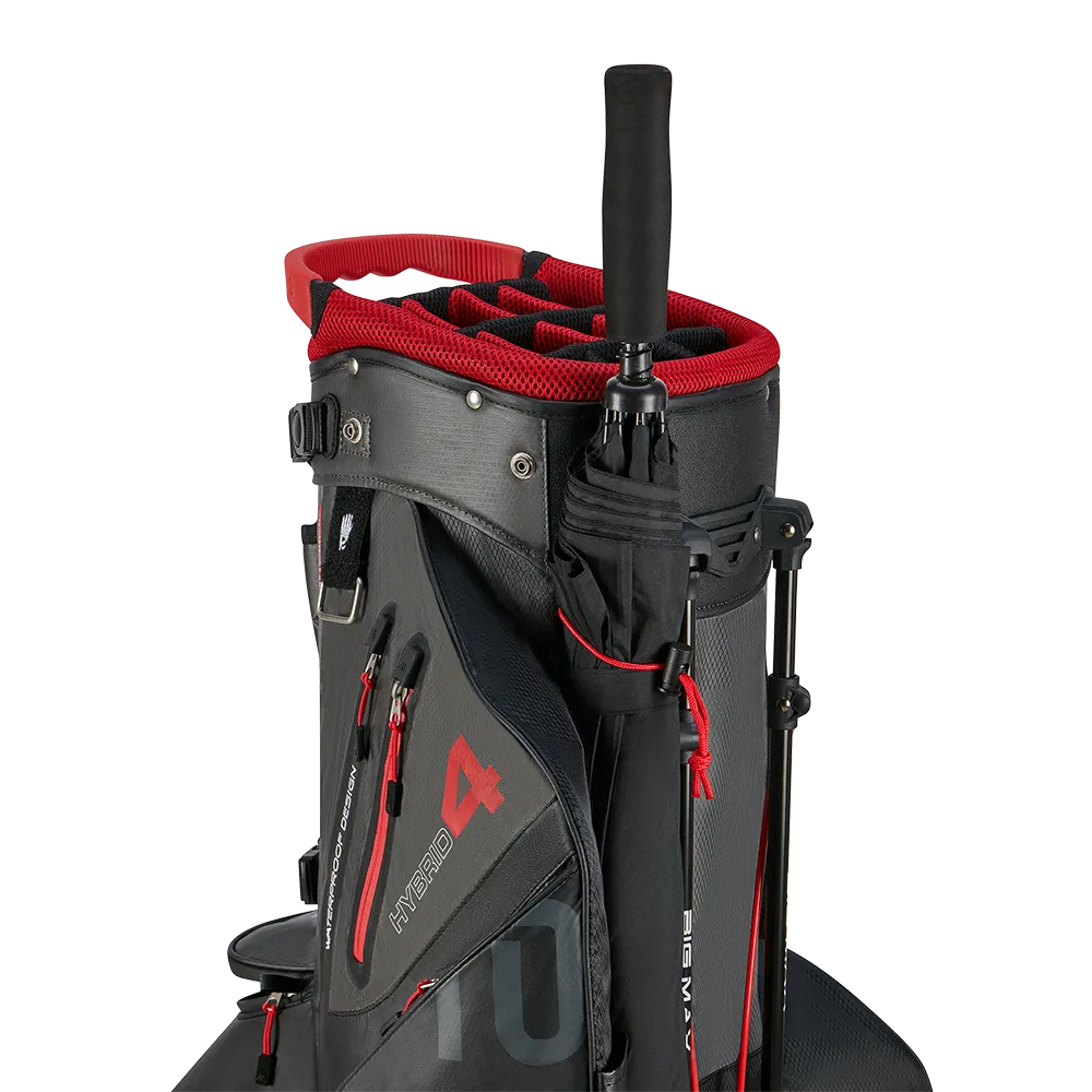 Big Max Aqua Hybrid 4 Waterproof Stand Bag - Black/Charcoal/Red