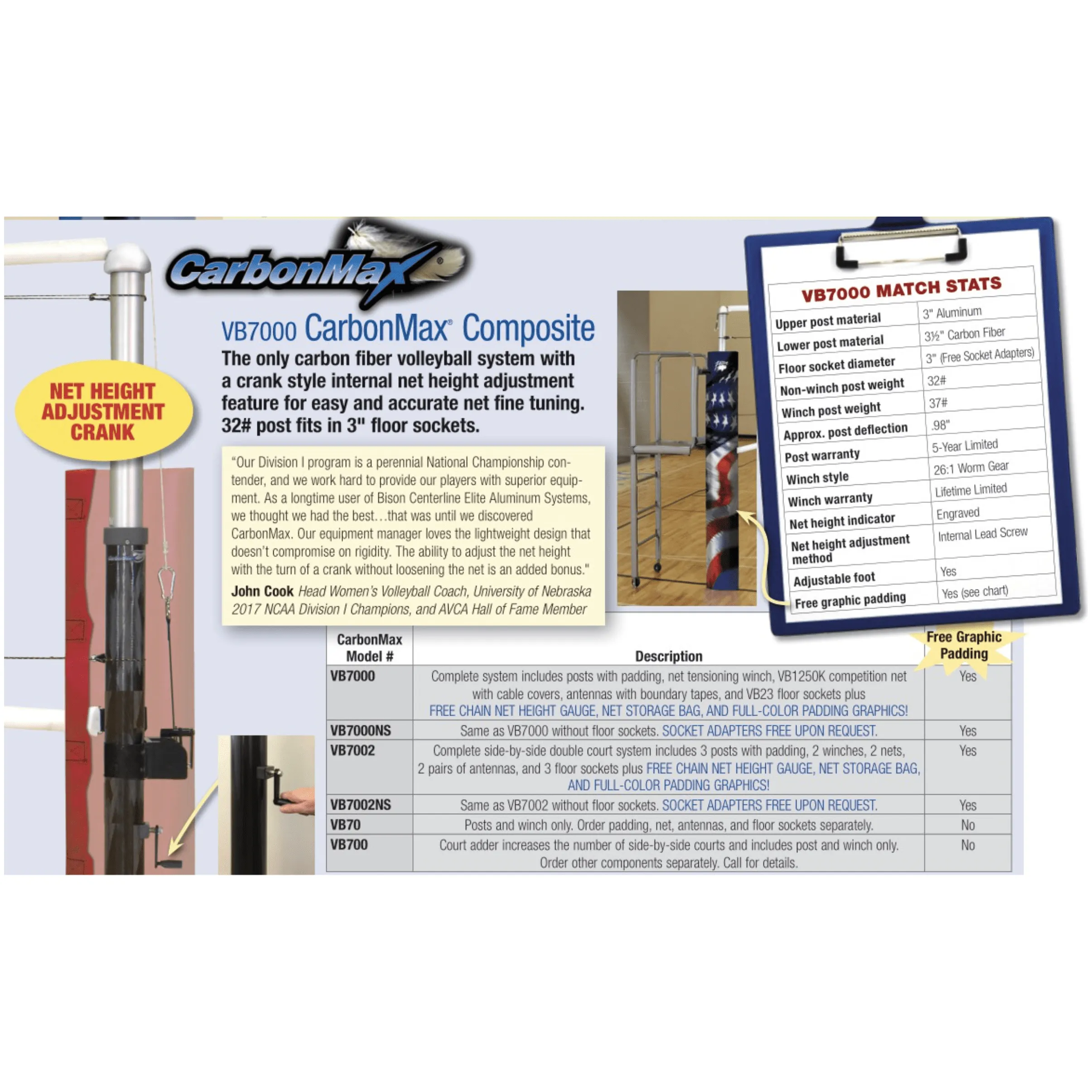 Bison 3 1/2" CarbonMax Composite Volleyball Standards VB70