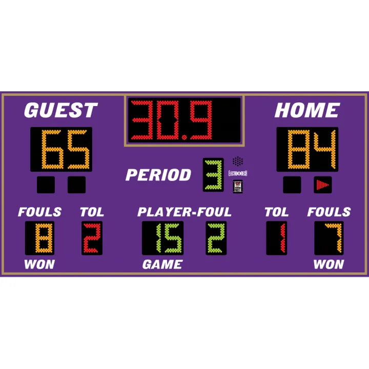 Electro-Mech LX2665 Basketball/Volleyball/Wrestling Scoreboard With TOL