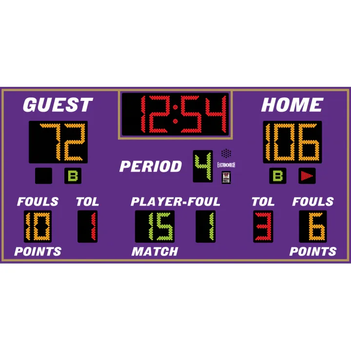 Electro-Mech LX2665 Basketball/Volleyball/Wrestling Scoreboard With TOL