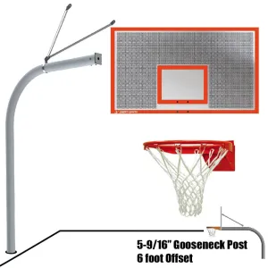Jaypro Gooseneck Basketball System (5-9/16" Pole with 6' Offset) 72"W x 42"H Perforated Steel Backboard