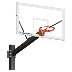 Jaypro Titan Basketball System 6"x 6" Pole - 4' Offset w/ Glass Backboard (Surface Mount)