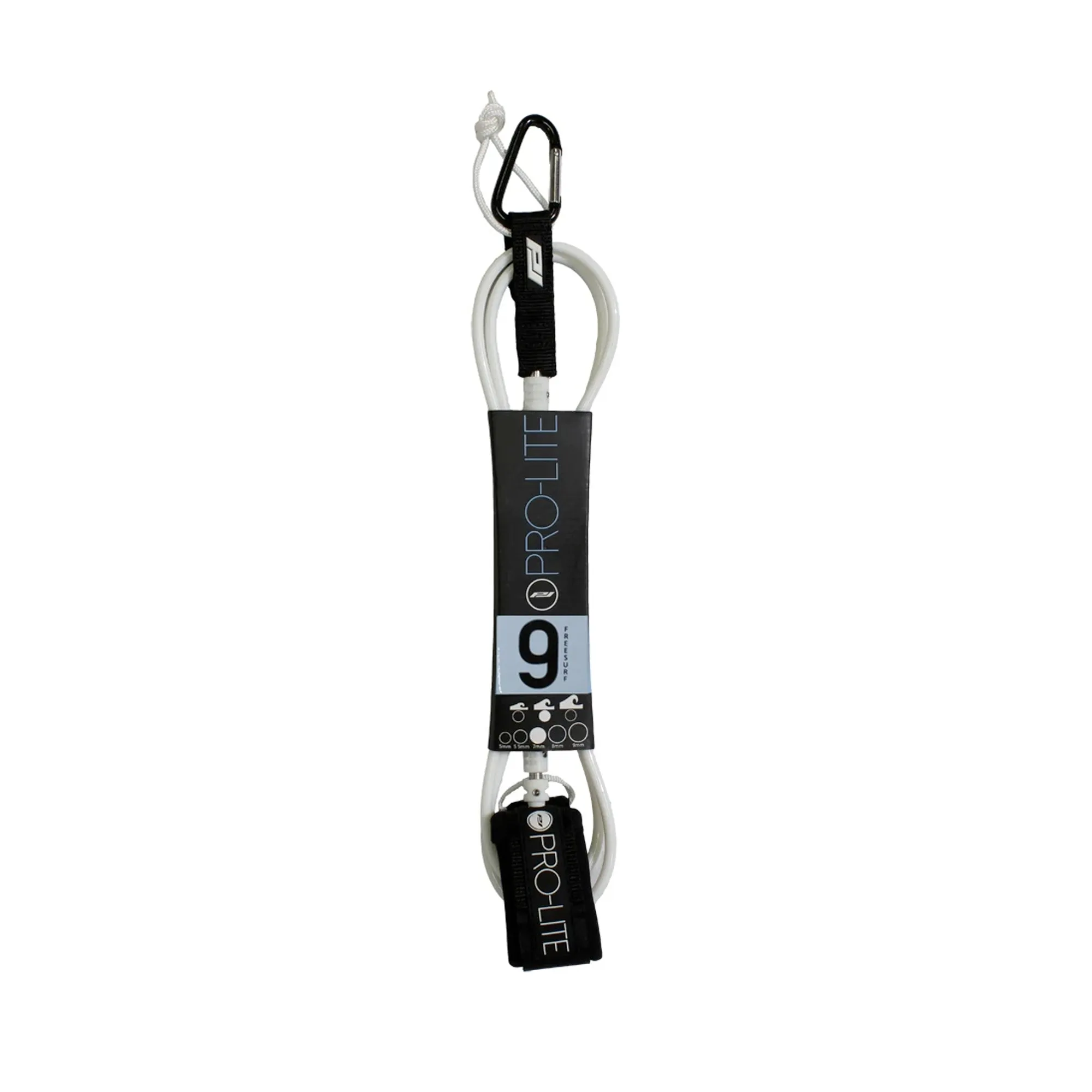 Pro-Lite Freesurf Longboard Ankle Surfboard Leash - 9'/White