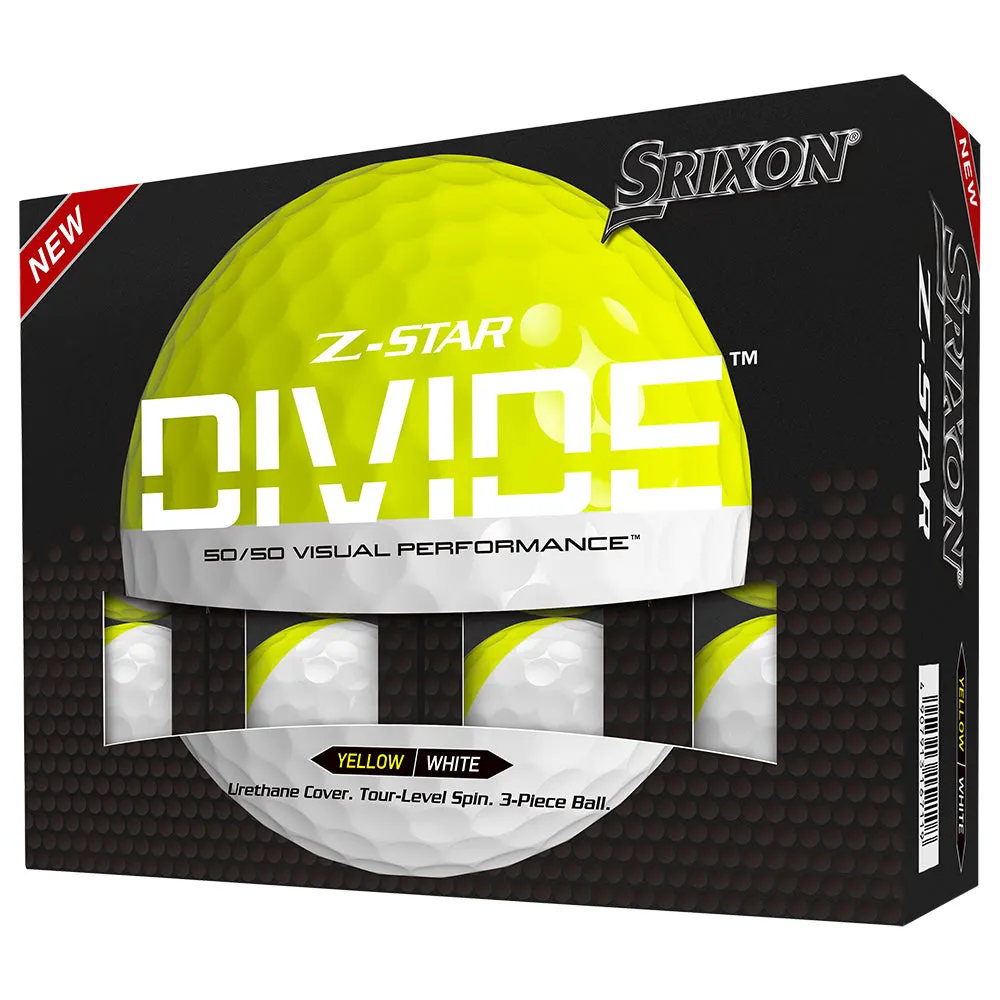 Srixon Z-Star Divide Golf Balls - White/Yellow - 12 Pack