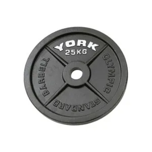 York 25kg Hammertone Cast Iron Olympic Plate
