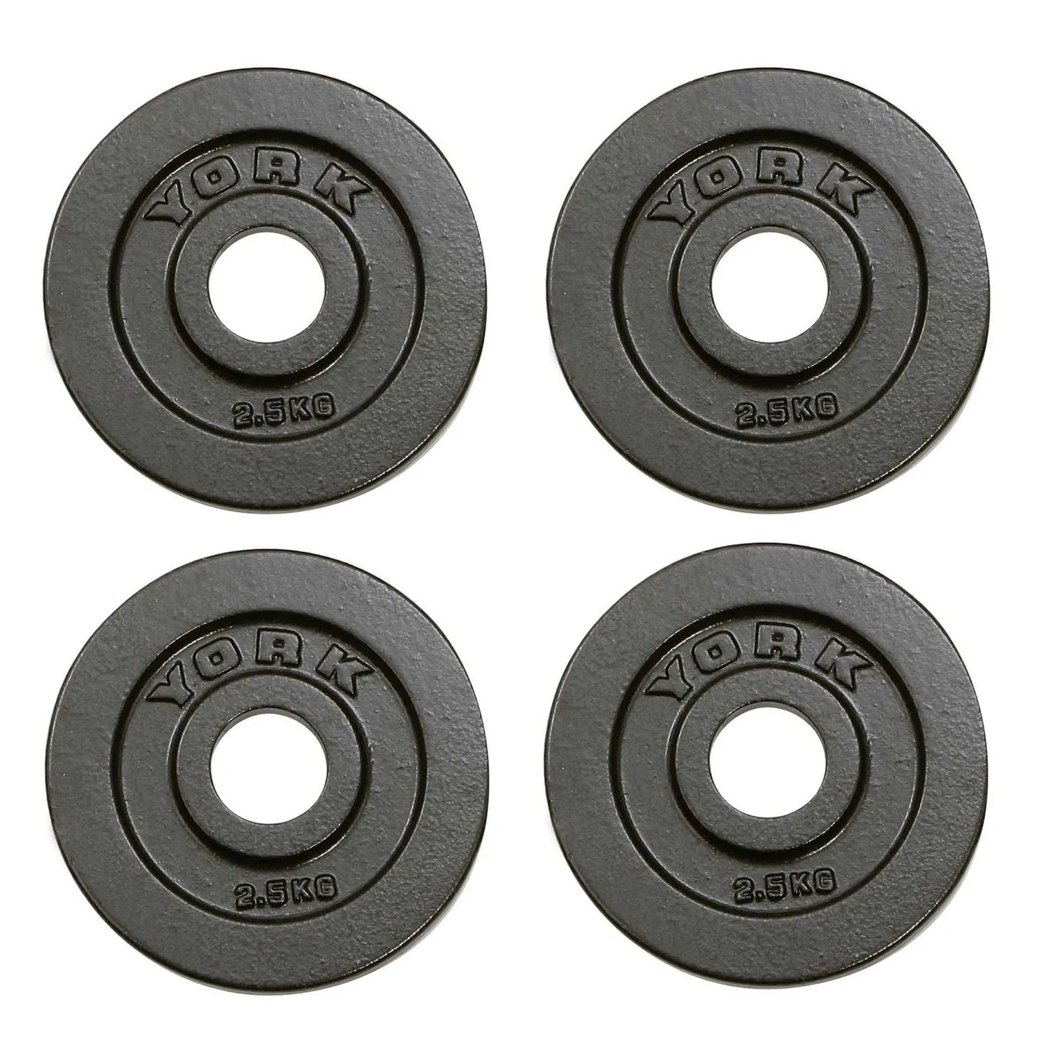 York 4x 2.5kg Hammertone Cast Iron Olympic Plates