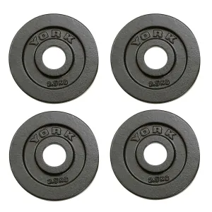 York 4x 2.5kg Hammertone Cast Iron Olympic Plates