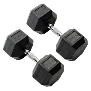York Commercial - 2 x 22.5kg Rubber Hex Dumbbell