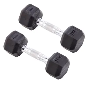York Commercial - 2 x 2.5kg Rubber Hex Dumbbell