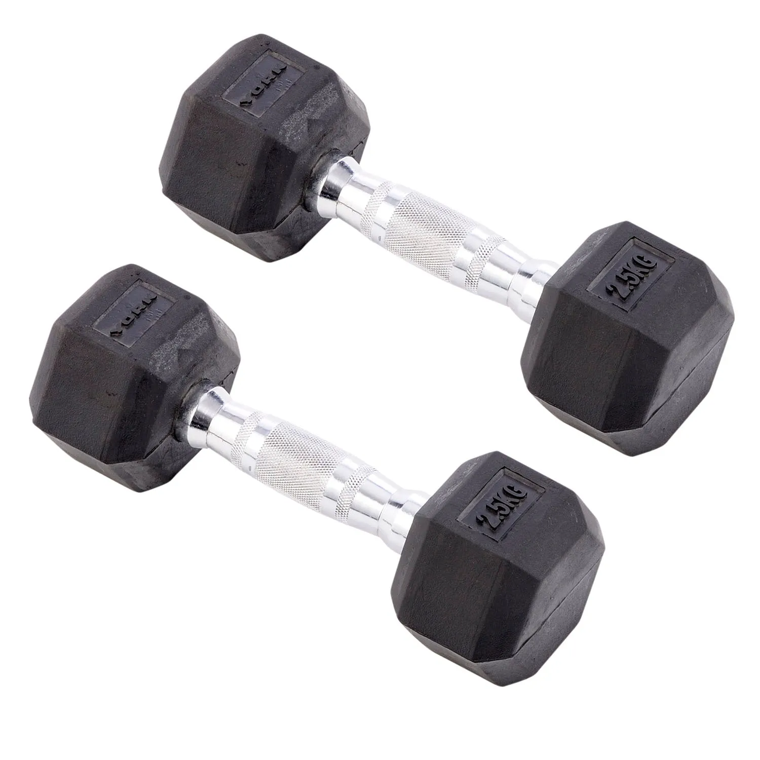 York Commercial - 2 x 2.5kg Rubber Hex Dumbbell