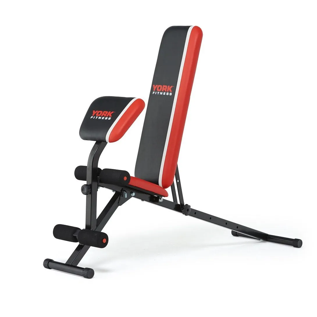 York Warrior 2 in 1 Dumbbell and Ab Bench with Curl