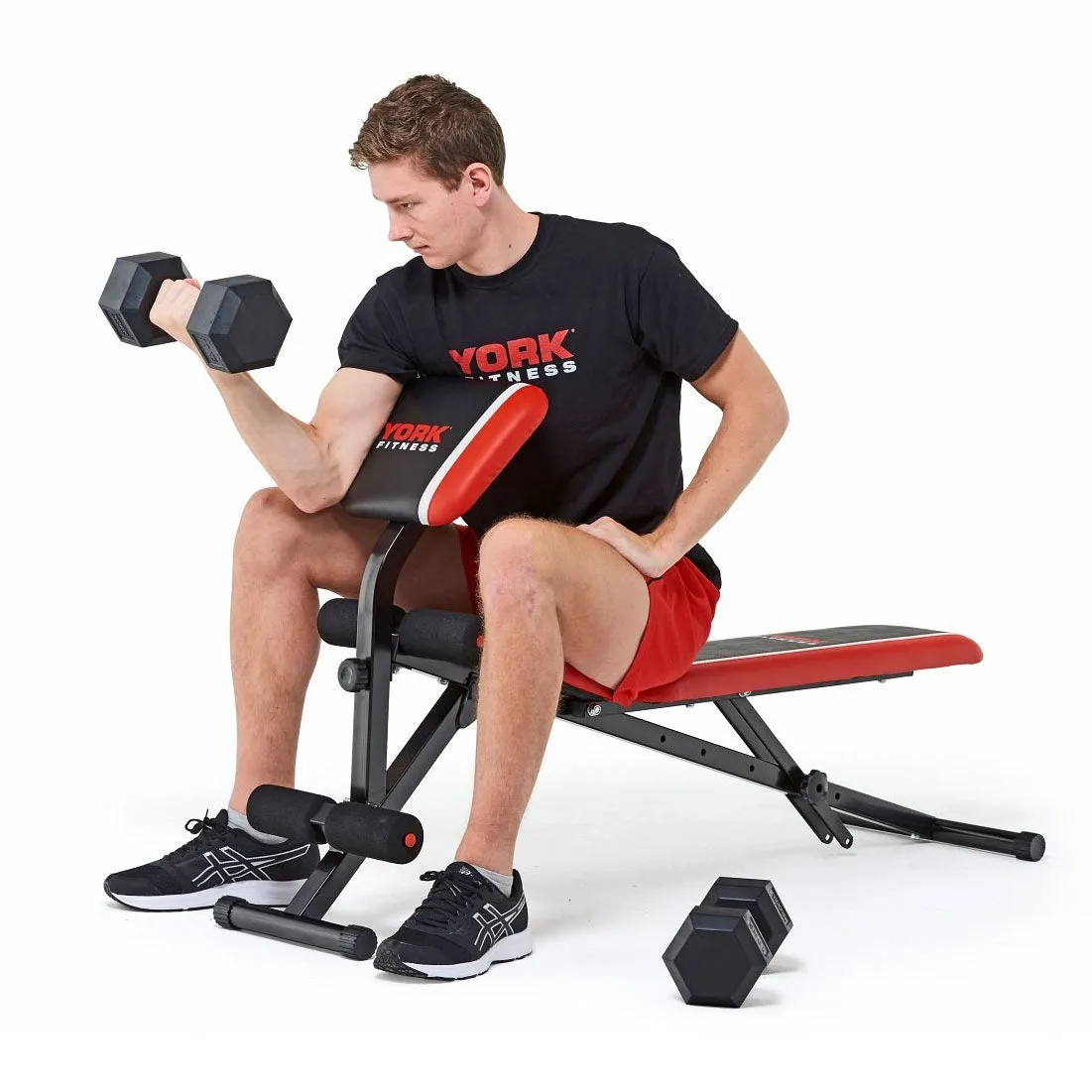 York Warrior 2 in 1 Dumbbell and Ab Bench with Curl